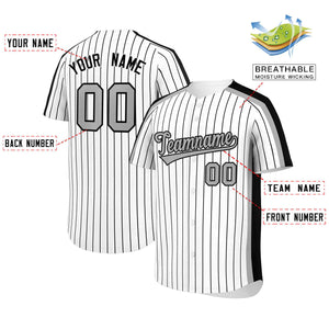 Custom White Black Pinstripe Personalized Side Two-tone Authentic Baseball Jersey