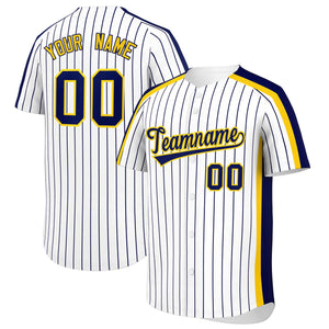 Custom White Navy Pinstripe Personalized Side Two-tone Authentic Baseball Jersey