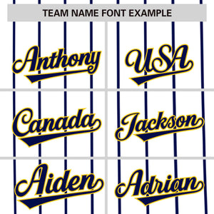 Custom White Navy Pinstripe Personalized Side Two-tone Authentic Baseball Jersey