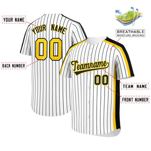 Custom White Black Pinstripe Personalized Side Two-tone Authentic Baseball Jersey