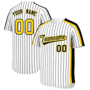 Custom White Black Pinstripe Personalized Side Two-tone Authentic Baseball Jersey