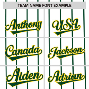 Custom White Green Pinstripe Personalized Side Two-tone Authentic Baseball Jersey