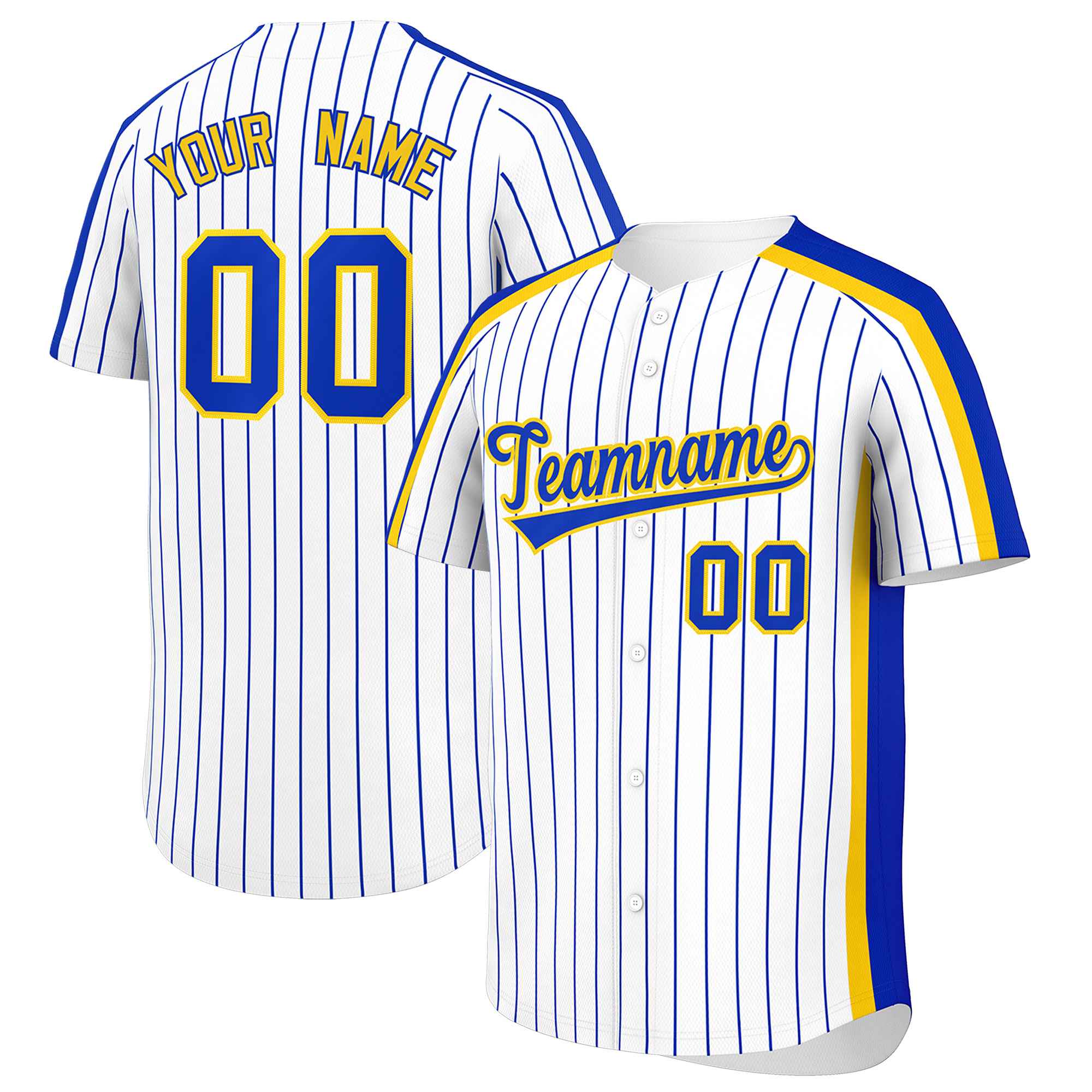 Custom White Royal Pinstripe Personalized Side Two-tone Authentic Baseball Jersey