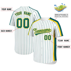 Custom White Aqua Pinstripe Personalized Side Two-tone Authentic Baseball Jersey