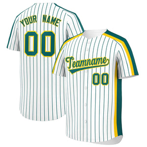 Custom White Aqua Pinstripe Personalized Side Two-tone Authentic Baseball Jersey