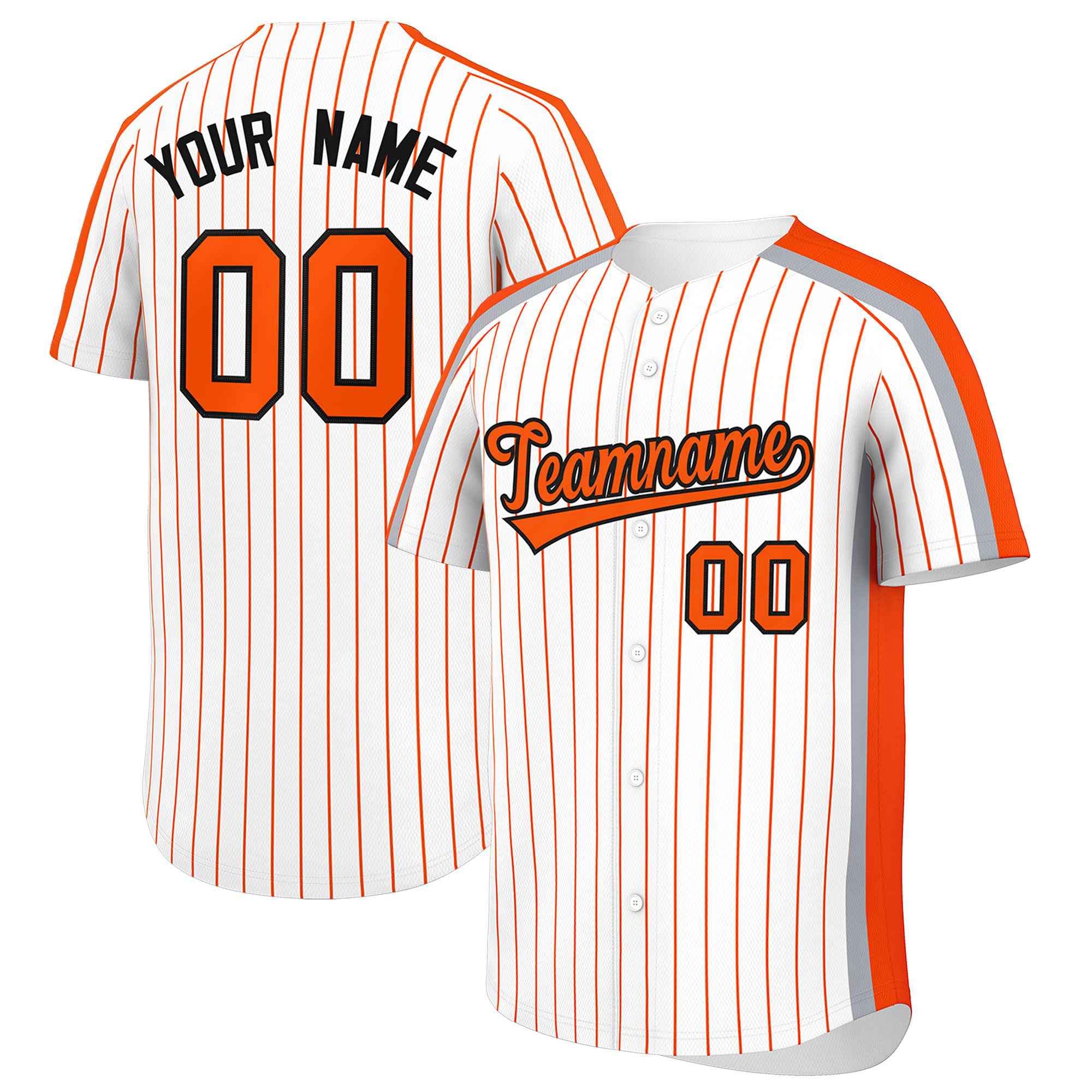 Custom White Orange Pinstripe Personalized Side Two-tone Authentic Baseball Jersey