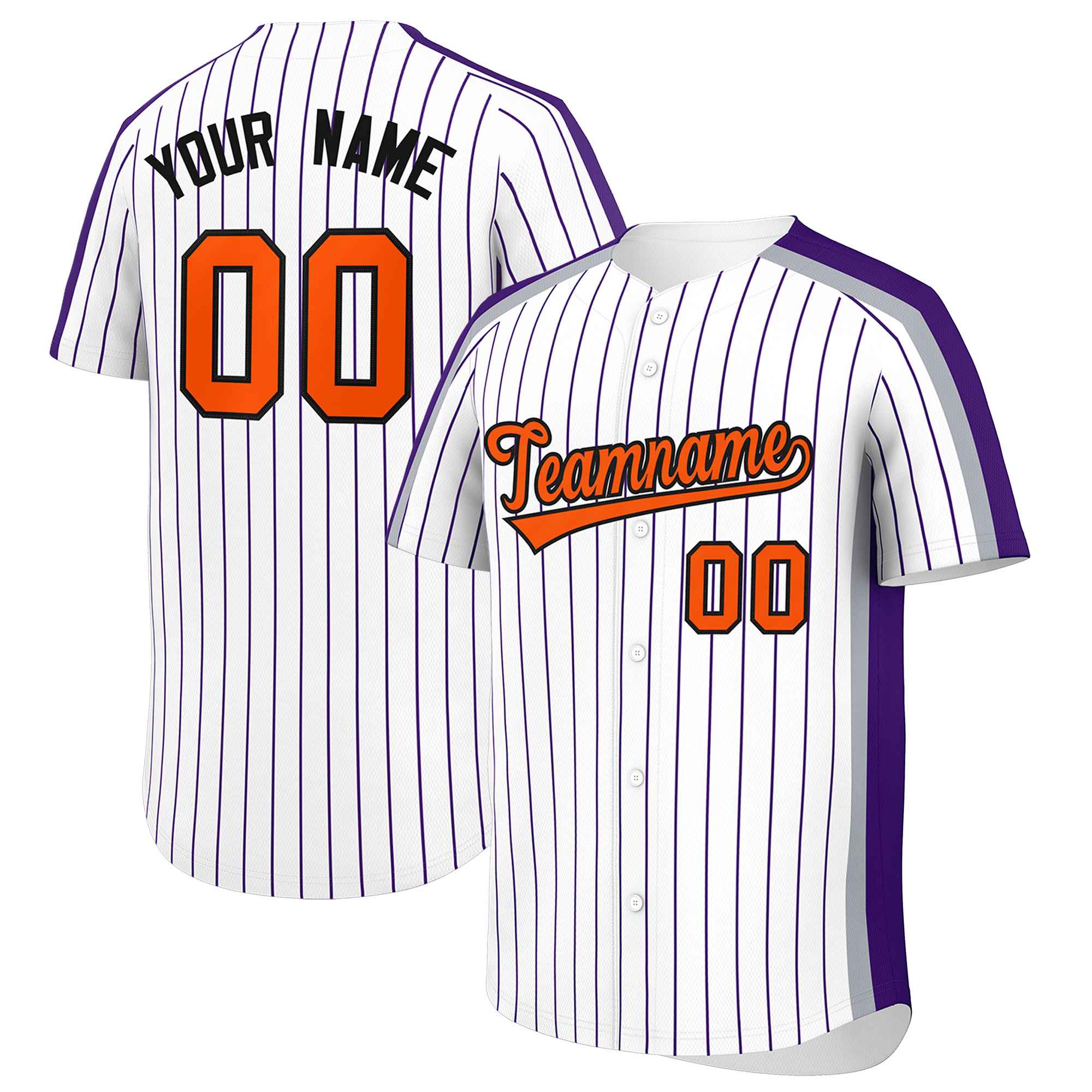 Custom White Purple Pinstripe Personalized Side Two-tone Authentic Baseball Jersey