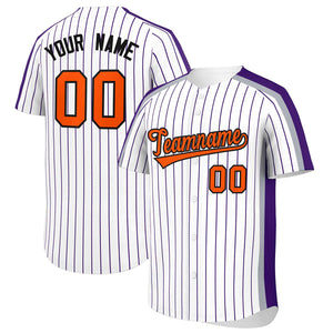 Custom White Purple Pinstripe Personalized Side Two-tone Authentic Baseball Jersey