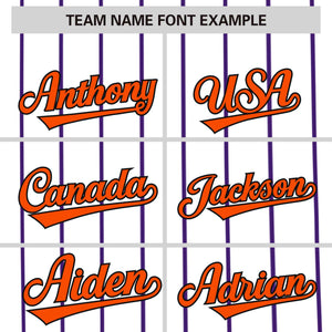 Custom White Purple Pinstripe Personalized Side Two-tone Authentic Baseball Jersey