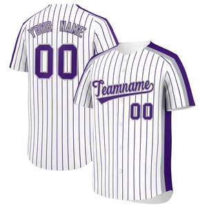 Custom White Purple Pinstripe Personalized Side Two-tone Authentic Baseball Jersey