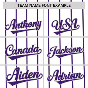 Custom White Purple Pinstripe Personalized Side Two-tone Authentic Baseball Jersey