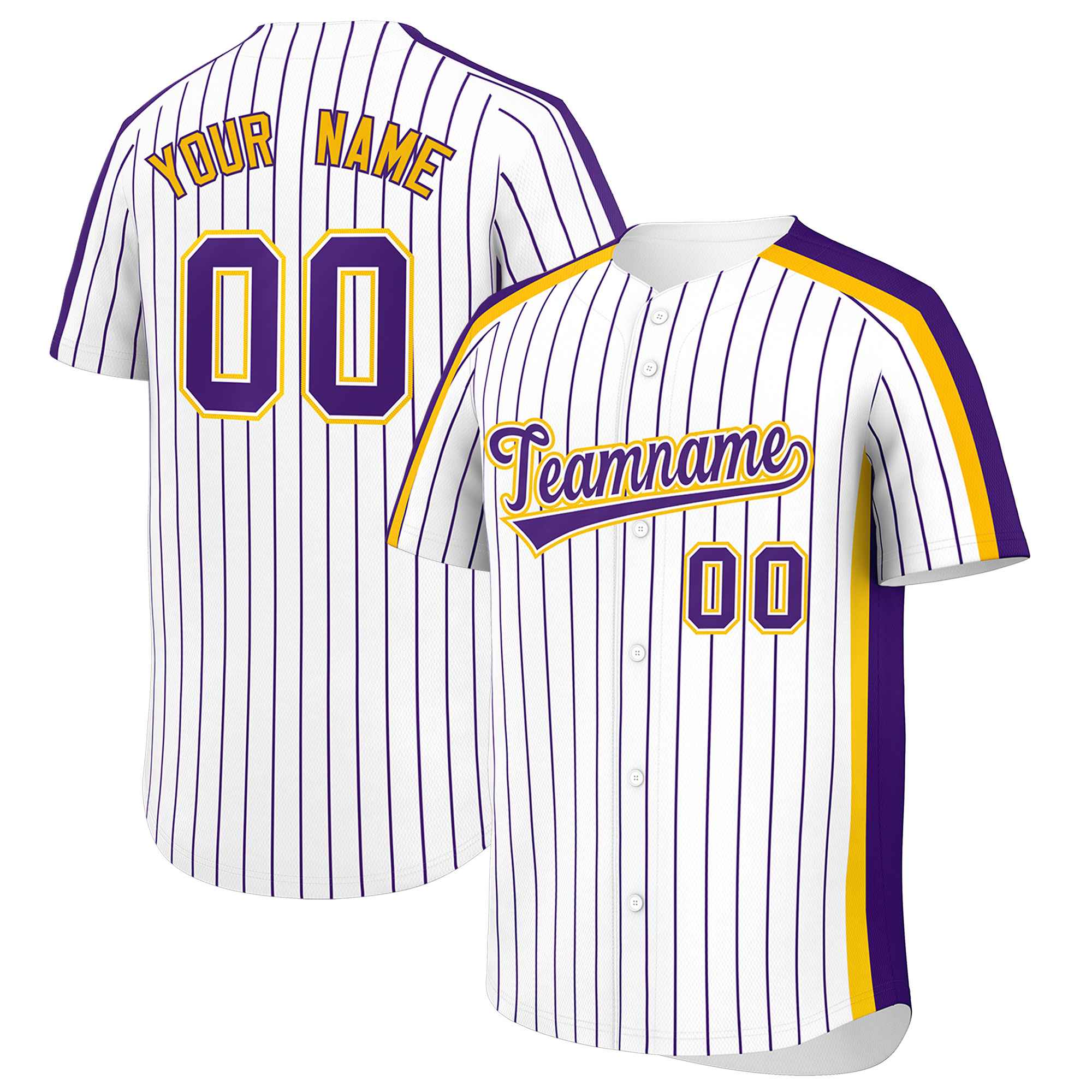 Custom White Purple Pinstripe Personalized Side Two-tone Authentic Baseball Jersey