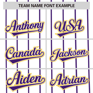 Custom White Purple Pinstripe Personalized Side Two-tone Authentic Baseball Jersey