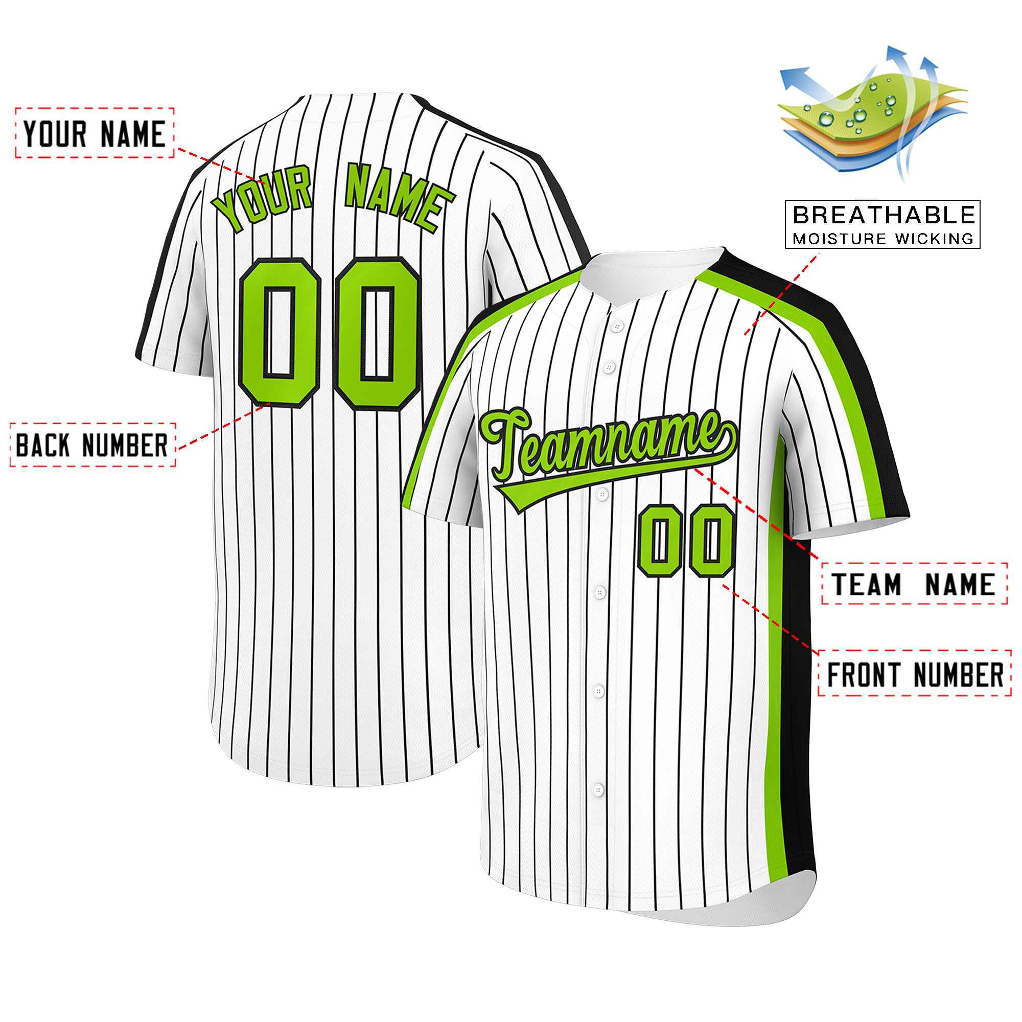 Custom White Black Pinstripe Personalized Side Two-tone Authentic Baseball Jersey