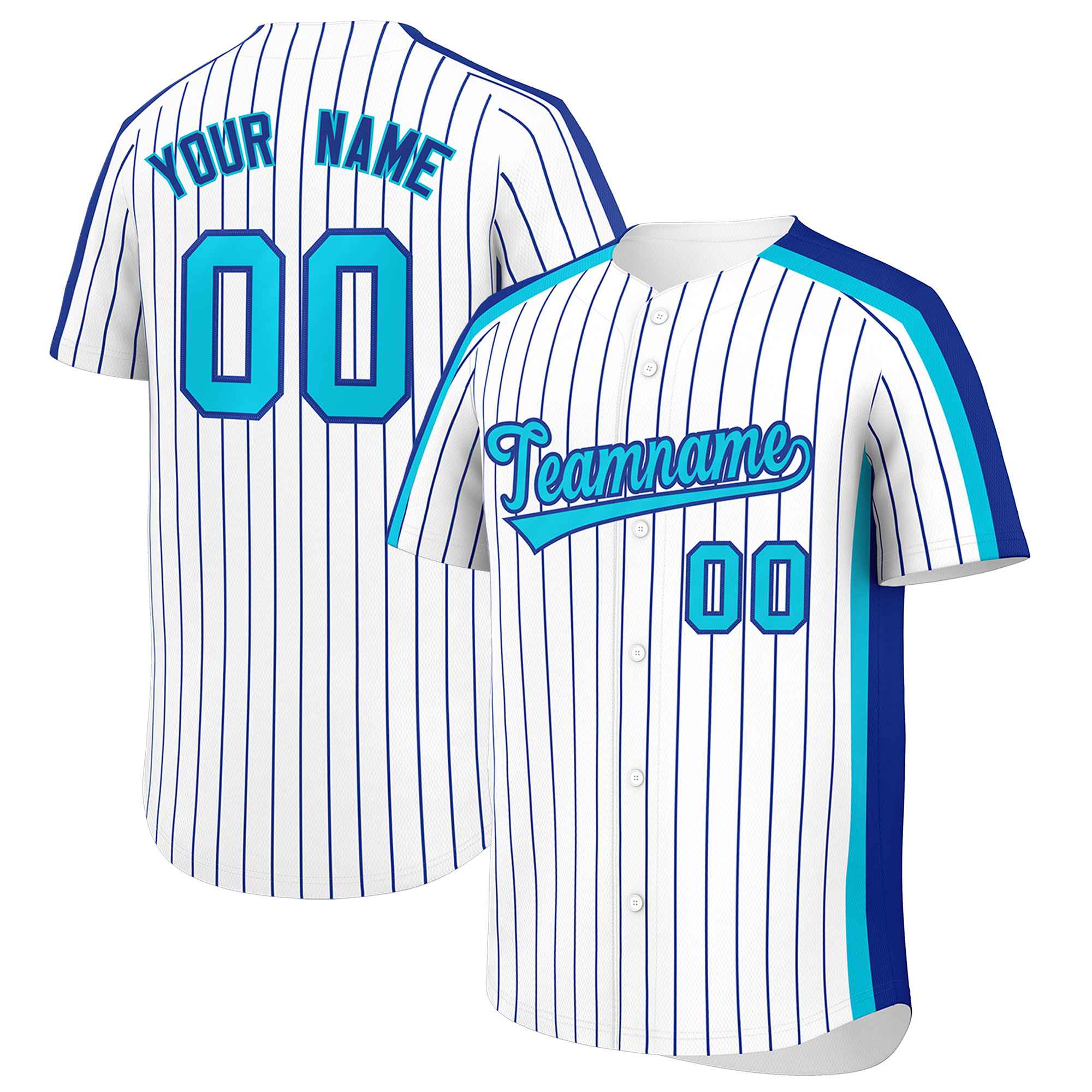 Custom White Royal Pinstripe Personalized Side Two-tone Authentic Baseball Jersey