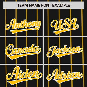 Custom Black Gold Pinstripe Personalized Side Two-tone Authentic Baseball Jersey