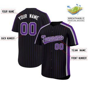 Custom Black Purple Pinstripe Personalized Side Two-tone Authentic Baseball Jersey