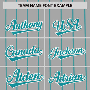 Custom Gray Aqua Pinstripe Personalized Side Two-tone Authentic Baseball Jersey