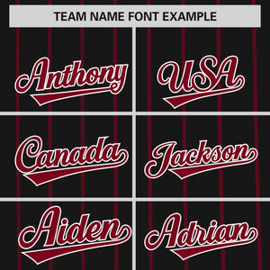 Custom Black Crimson Pinstripe Personalized Side Two-tone Authentic Baseball Jersey