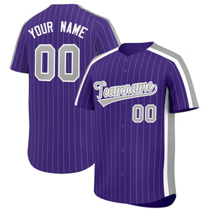 Custom Purple Gray Pinstripe Personalized Side Two-tone Authentic Baseball Jersey