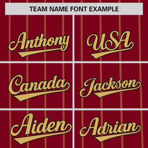 Custom Crimson Old Gold Pinstripe Personalized Side Two-tone Authentic Baseball Jersey