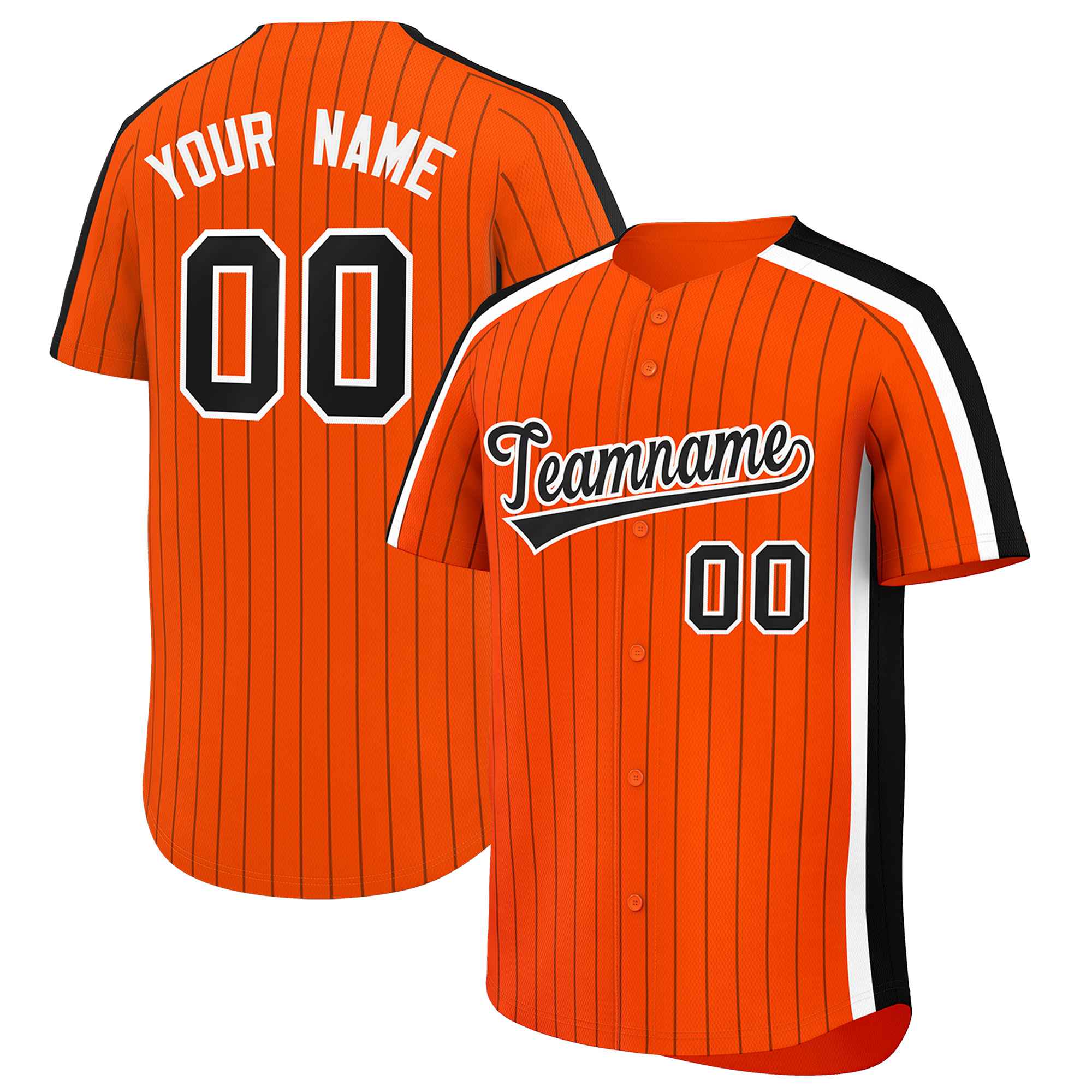 Custom Orange Black Pinstripe Personalized Side Two-tone Authentic Baseball Jersey