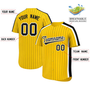 Custom Gold Black Pinstripe Personalized Side Two-tone Authentic Baseball Jersey