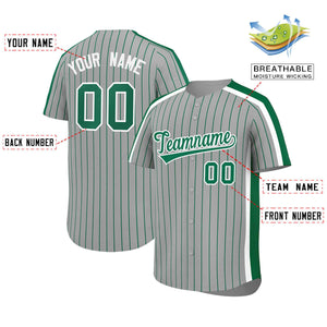 Custom Gray Kelly Green Pinstripe Personalized Side Two-tone Authentic Baseball Jersey