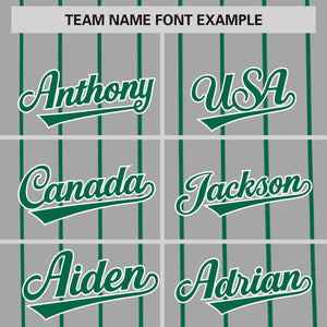 Custom Gray Kelly Green Pinstripe Personalized Side Two-tone Authentic Baseball Jersey