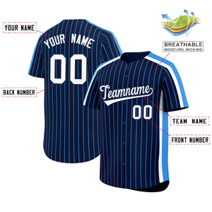 Custom Navy Powder Blue Pinstripe Personalized Side Two-tone Authentic Baseball Jersey