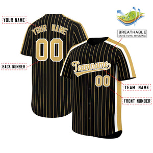 Custom Black Khaki Pinstripe Personalized Side Two-tone Authentic Baseball Jersey