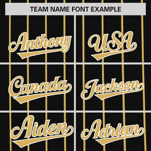 Custom Black Khaki Pinstripe Personalized Side Two-tone Authentic Baseball Jersey