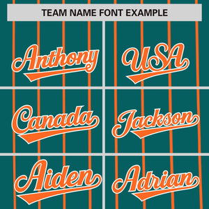 Custom Aqua Orange Pinstripe Personalized Side Two-tone Authentic Baseball Jersey