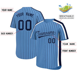 Custom Light Blue Navy Pinstripe Personalized Side Two-tone Authentic Baseball Jersey