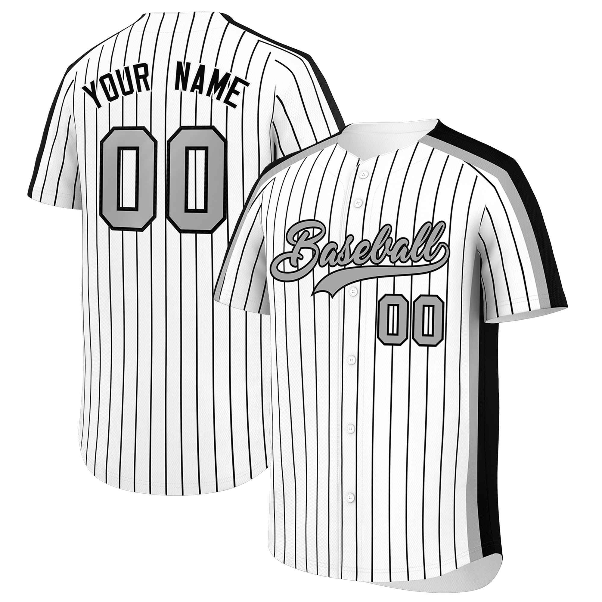 Custom White Black Pinstripe Personalized Side Two-tone Authentic Baseball Jersey