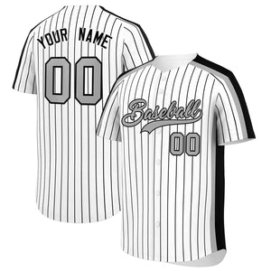 Custom White Black Pinstripe Personalized Side Two-tone Authentic Baseball Jersey