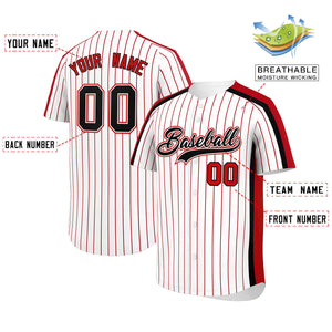 Custom White Red Pinstripe Personalized Side Two-tone Authentic Baseball Jersey