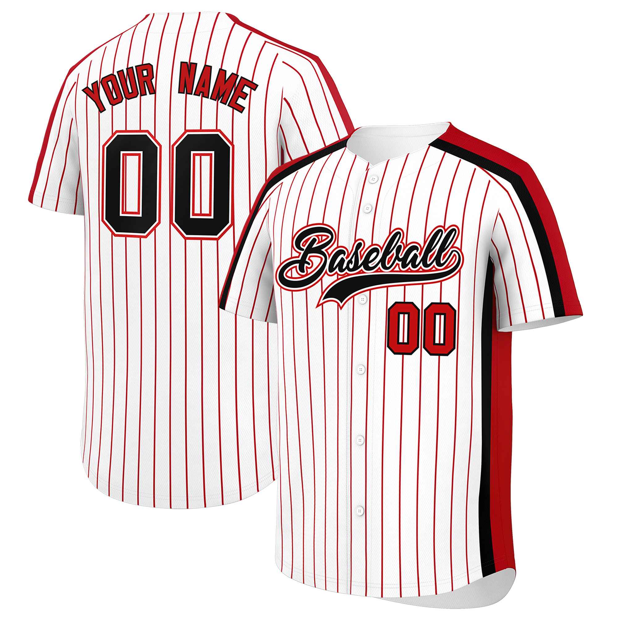 Custom White Red Pinstripe Personalized Side Two-tone Authentic Baseball Jersey