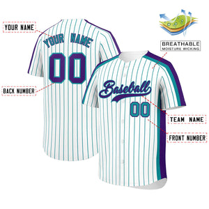 Custom White Sky Blue Pinstripe Personalized Side Two-tone Authentic Baseball Jersey