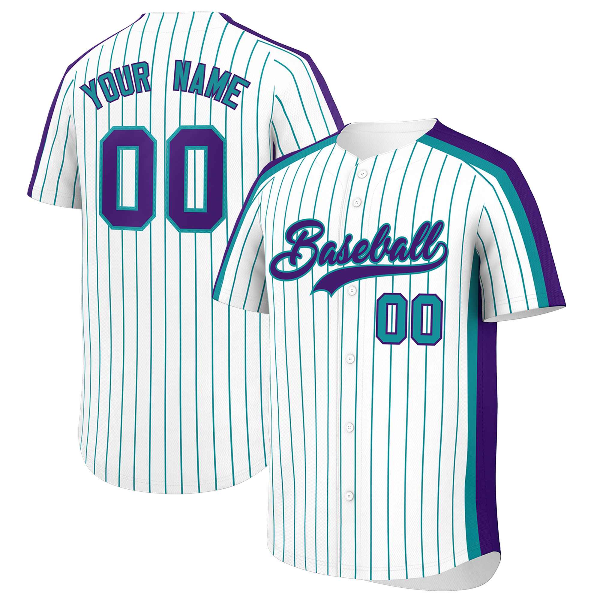 Custom White Sky Blue Pinstripe Personalized Side Two-tone Authentic Baseball Jersey