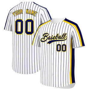 Custom White Navy Pinstripe Personalized Side Two-tone Authentic Baseball Jersey