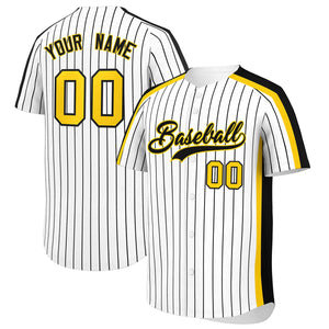 Custom White Black Pinstripe Personalized Side Two-tone Authentic Baseball Jersey