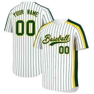 Custom White Green Pinstripe Personalized Side Two-tone Authentic Baseball Jersey