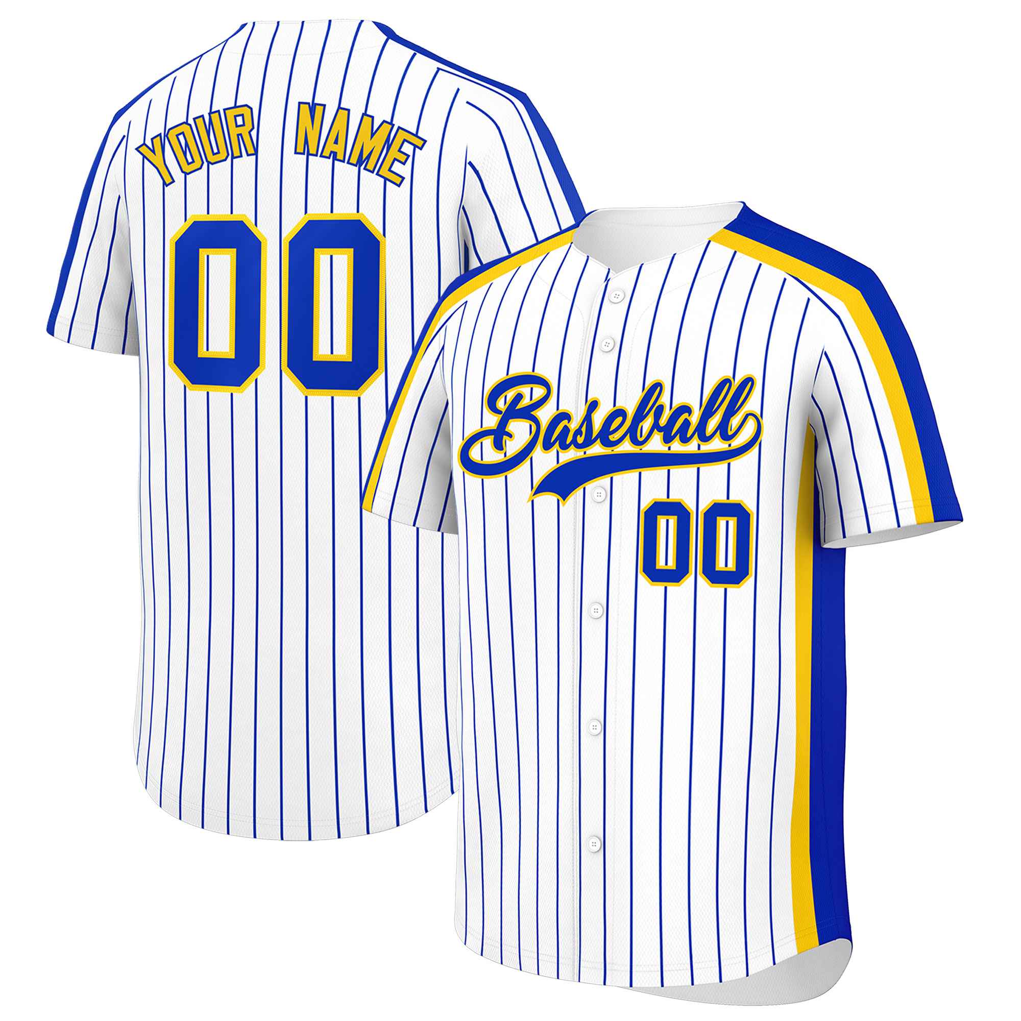 Custom White Royal Pinstripe Personalized Side Two-tone Authentic Baseball Jersey