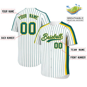 Custom White Aqua Pinstripe Personalized Side Two-tone Authentic Baseball Jersey