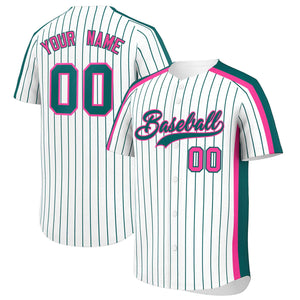 Custom White Aqua Pinstripe Personalized Side Two-tone Authentic Baseball Jersey