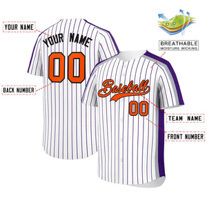 Custom White Purple Pinstripe Personalized Side Two-tone Authentic Baseball Jersey