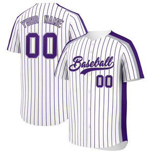 Custom White Purple Pinstripe Personalized Side Two-tone Authentic Baseball Jersey