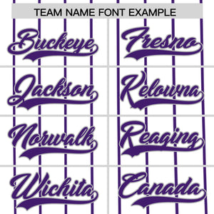 Custom White Purple Pinstripe Personalized Side Two-tone Authentic Baseball Jersey