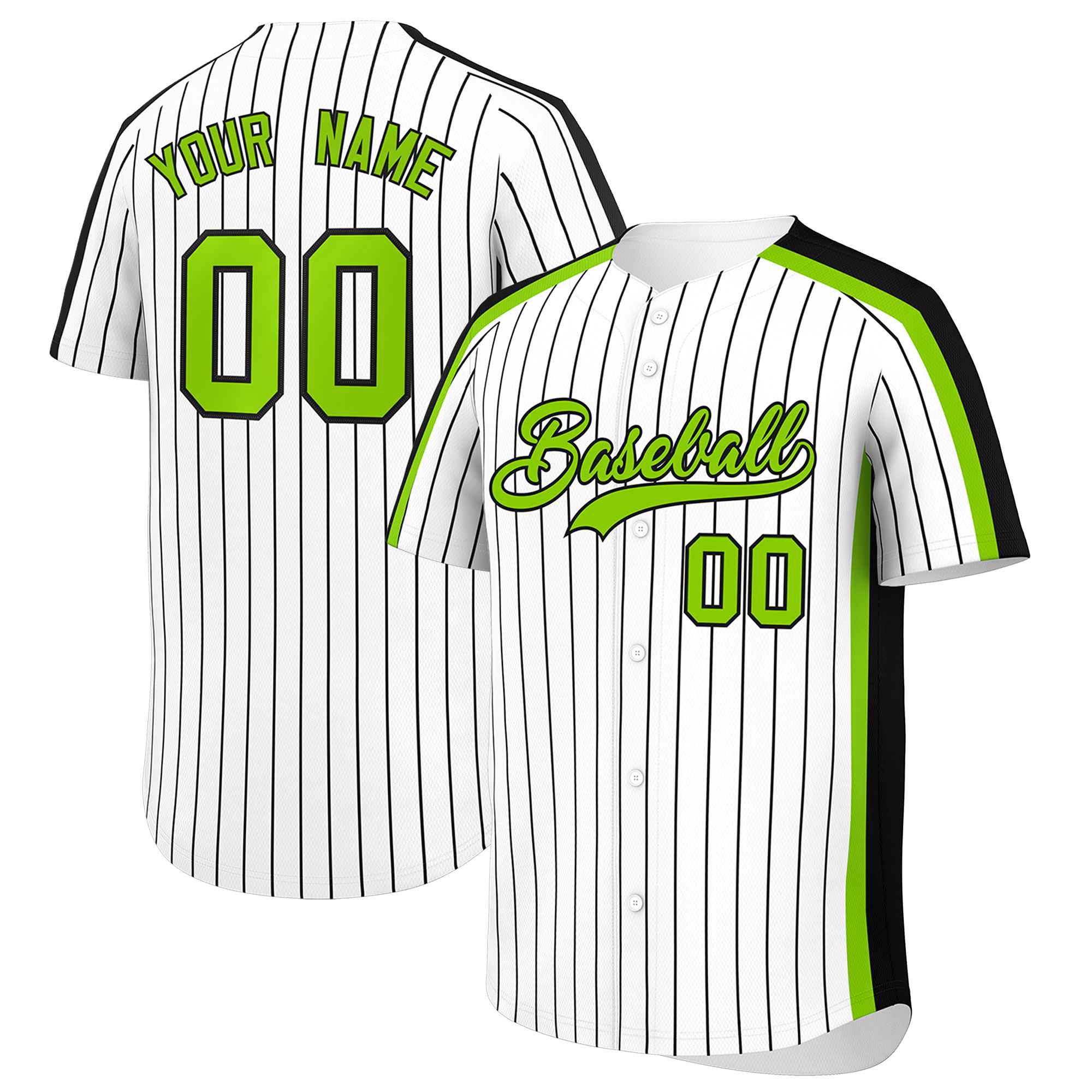 Custom White Black Pinstripe Personalized Side Two-tone Authentic Baseball Jersey